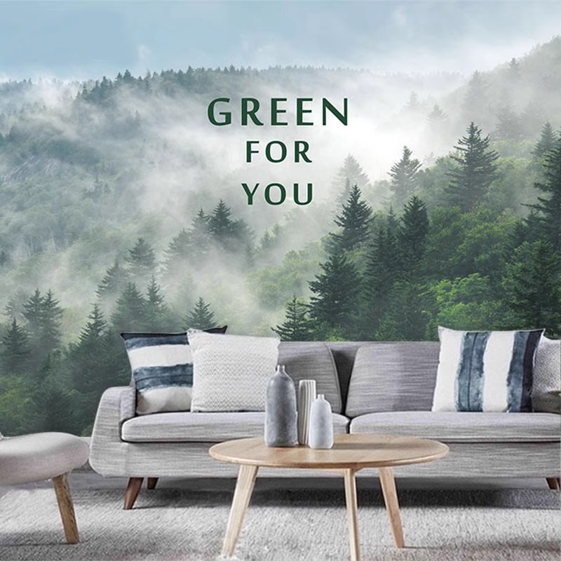 Custom Mural Misty Forest Wall - Home Improvement Background review and price