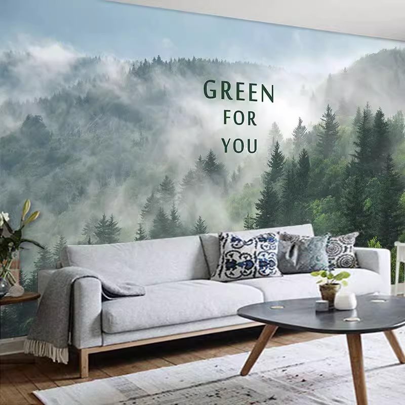 Custom Mural Misty Forest Wall - Home Improvement Background review and price