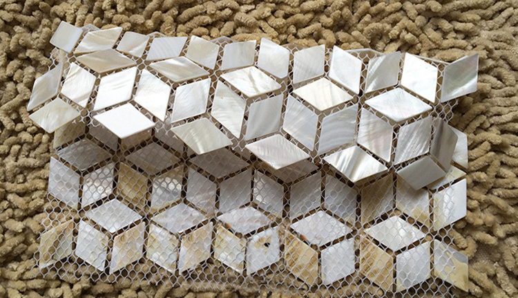 Rhombus white shell mosaic til - Home Improvement Background review and price